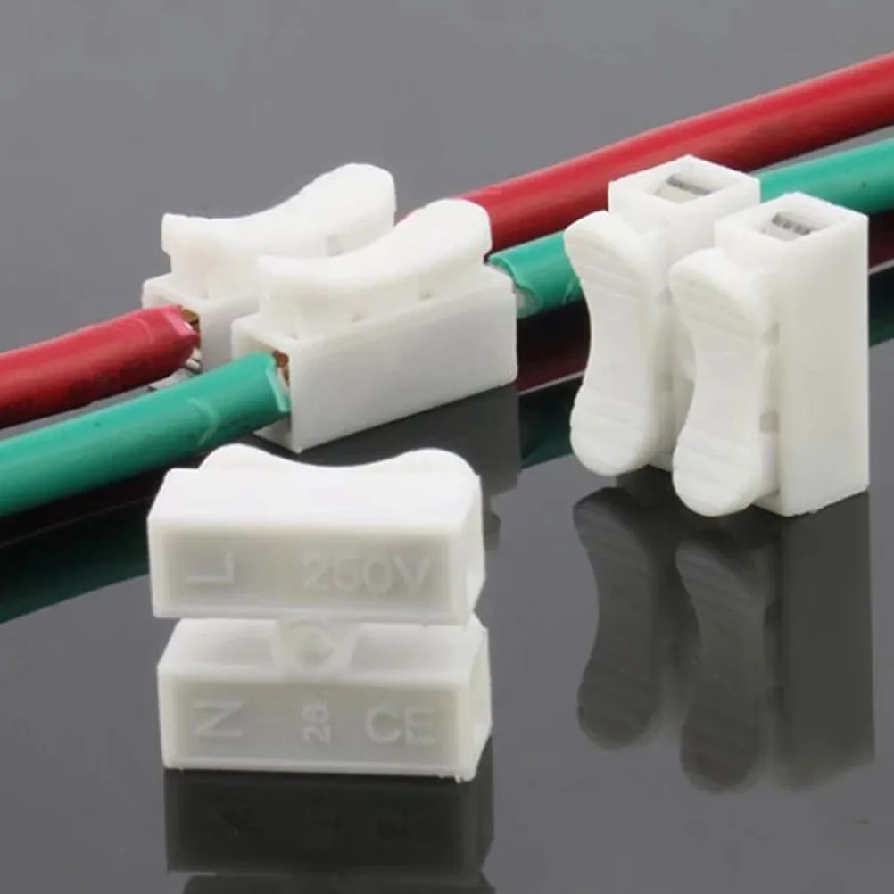 

100pcs 2P Spring Terminal Block Plastic Wire Connector For 0.2-2.5Mm² 380V 10A Lighting Electrical Wiring Fast Connection