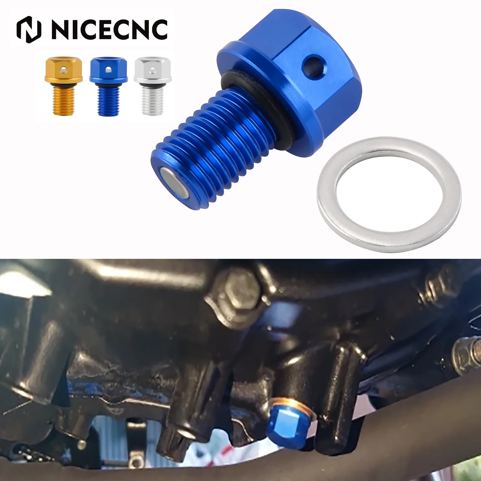 NICECNC M10X1.25 Magnetic Oil Drain Plug Bolt For Yamaha YZ125 YZ250 YZ250F YZ450F WR250F WR450F YZ250FX YZ450FX V Star 950 1300