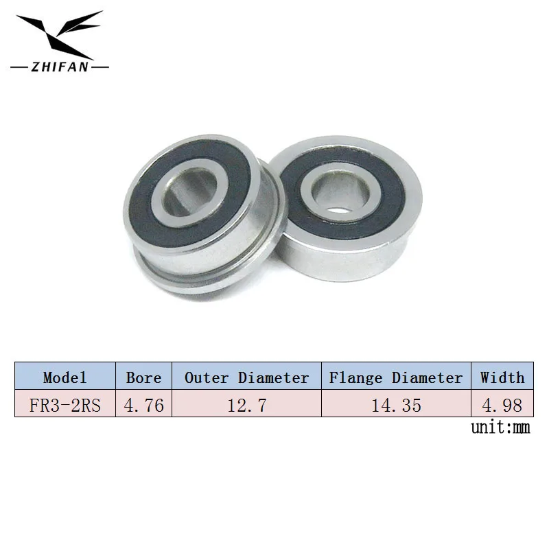 8Pcs FR3 2RS Inch Flanged Ball Bearing 3/16 X 1/2 X 0.196 FR3RS Flanged Ball Bearing 4.762 X 12.7 X 4.978 Rubber Sealed 33PP5 FR