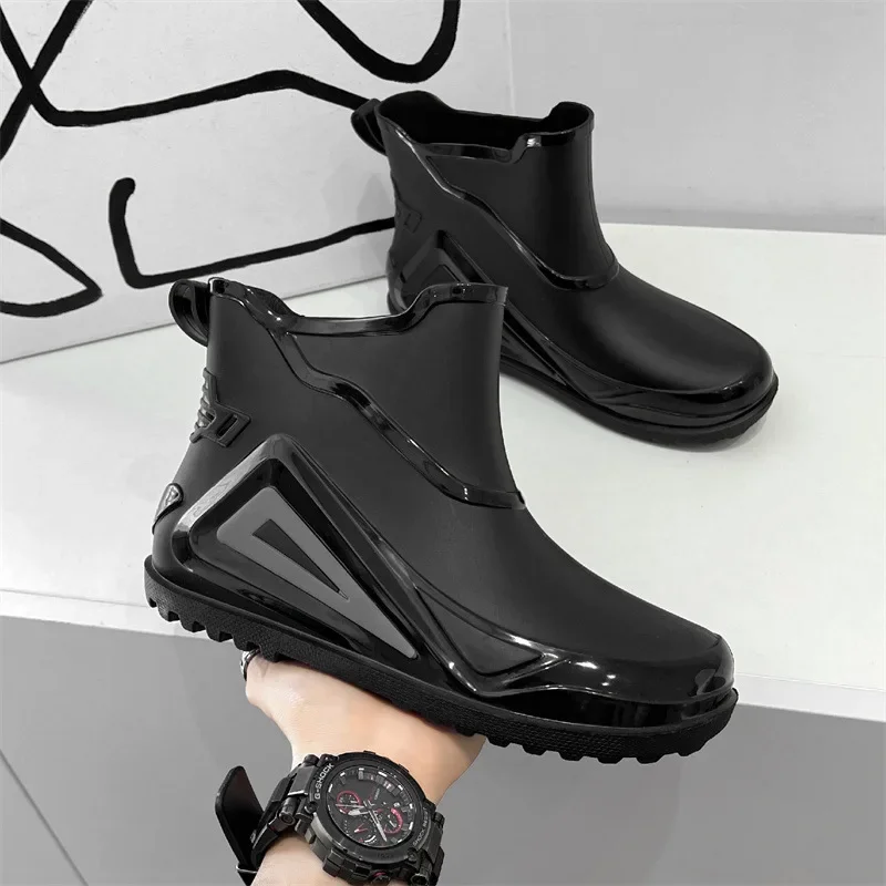 Trend Rain Boots Men 2024 New Outdoor Non-slip Hiking Shoes Durable Waterproof Rubber Fishing Shoes Shaxi Slip on Men Rain Boots