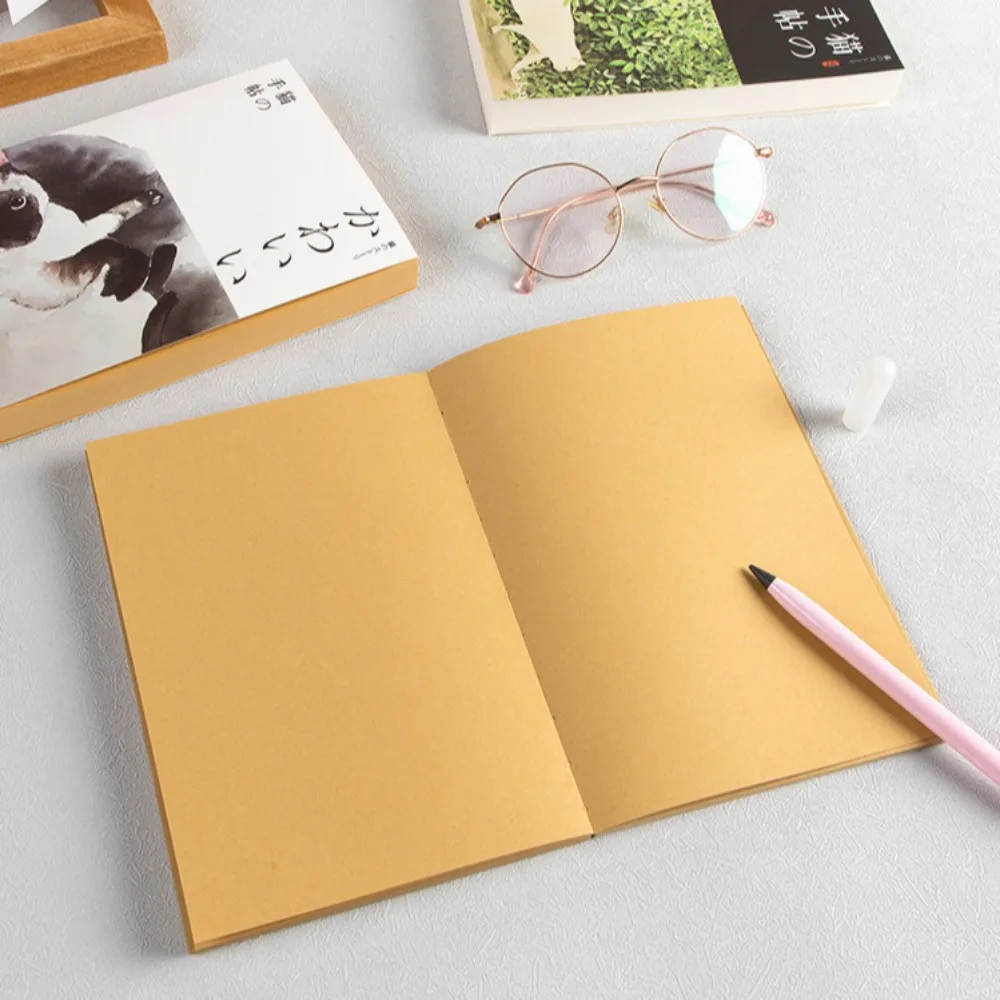 A5 Thick Retro Kraft Blank 64 Sheets Sketchbook Diary Painting Cute Cat Notebook Paper Sketch Book Gifts Office School Supplies