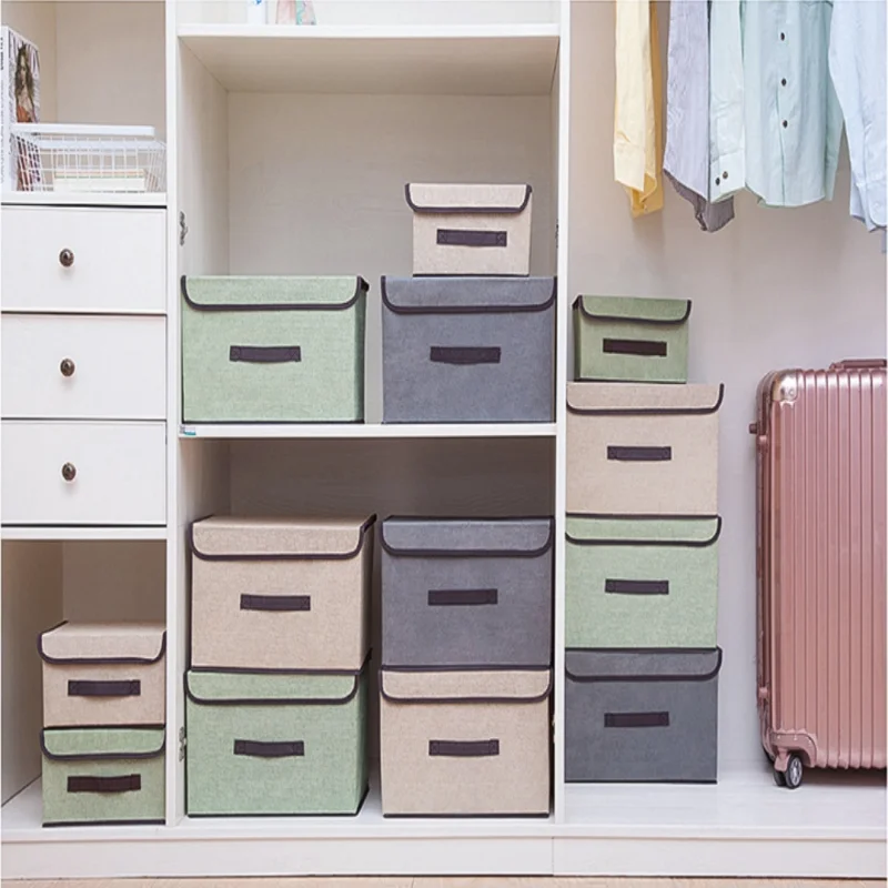 

Linen Style Clothing Storage And Organization Sundries Organizer Underwear Dustproof Non-woven Multi-function FoldableBox