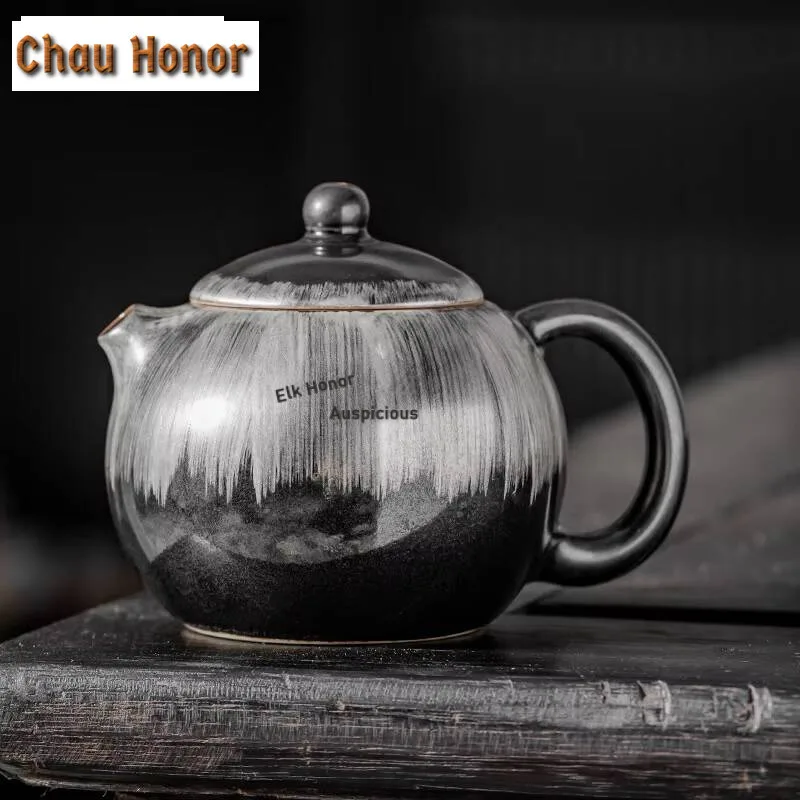 

145ml Handamde Black Gilt Silver Teapot Elegant Xishi Pot Household Tea Soaking Kettle with Infuser Teaset Accessories Ornaments