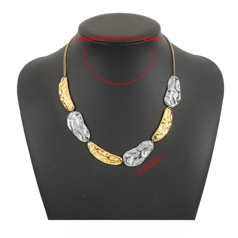 Unregelmäßige Plissee Anhänger Edelstahl Frauen Personalisierte Mode Geometrische Schlüsselbein Kette Halsketten Charme Schmuck – Detail 1