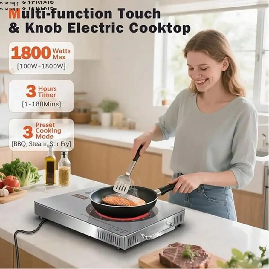 Single Burner Electric Cooktop, Protable Electric Stove With Handle, Countertop Ceramic Stove Top For Camping, Home, RV