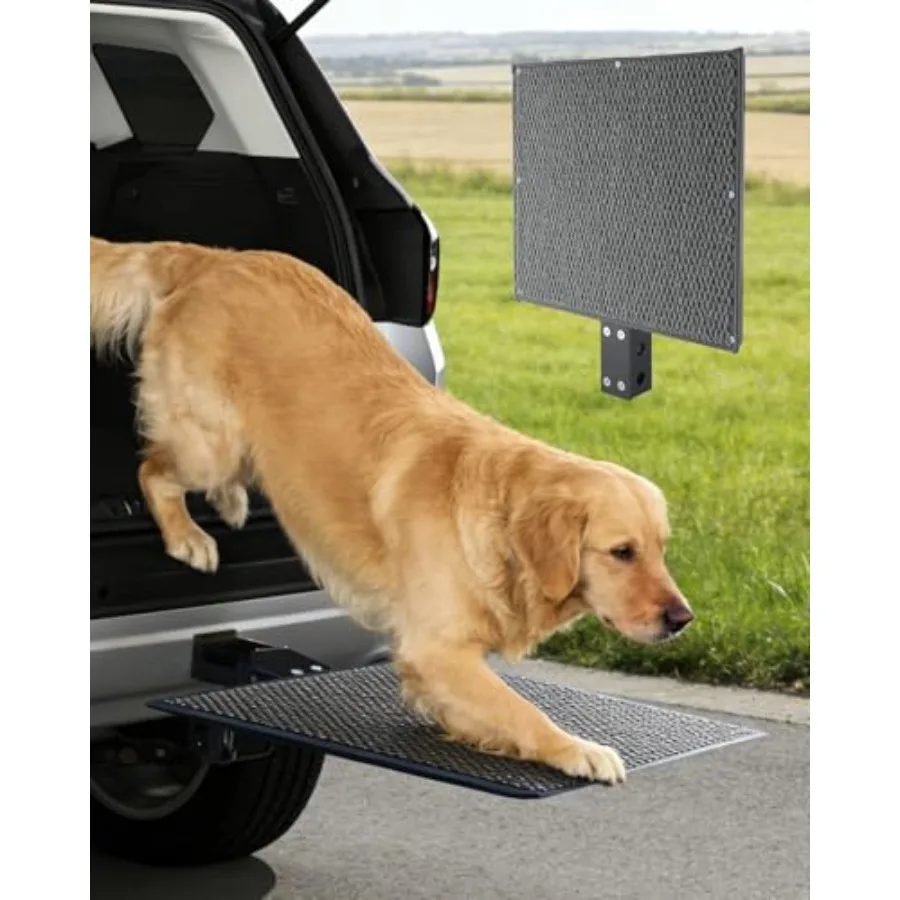 

Pet Ramp Steps for Dogs Get in Out of Car Dog Ramp for 2-Inch Trailer Hitch Stainless Steel with Anti-Slip Pad for Medium Large