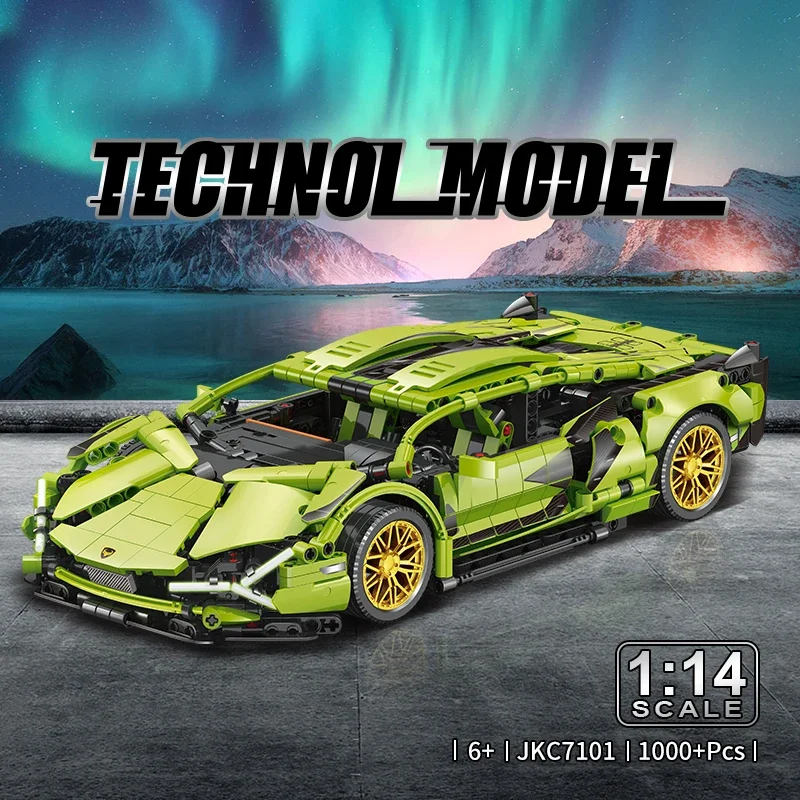 1:14 Technical Bugatti Building Blocks Lamborghini Hypercar Racing Car Model  Assemble Vehicle Bricks Toys For Boys Child Gifts