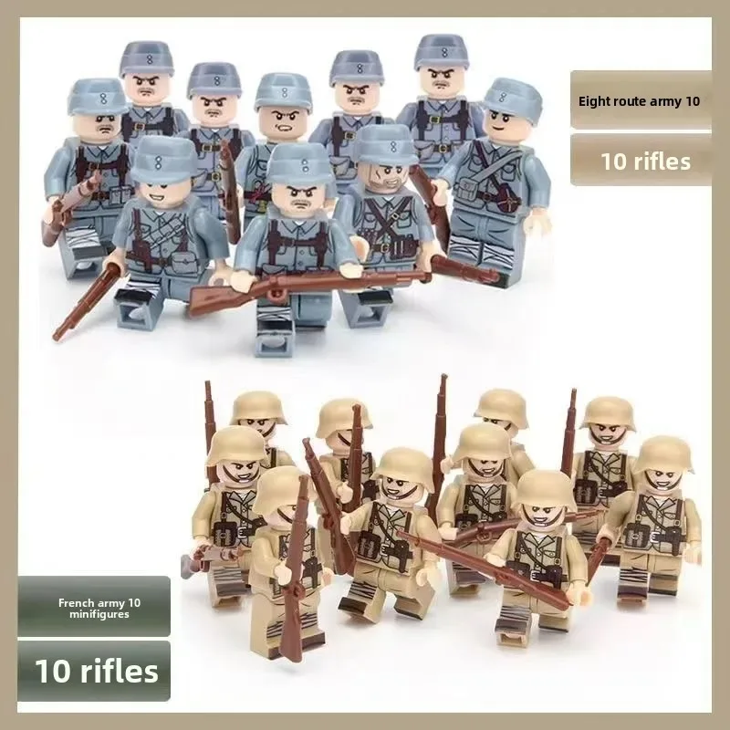 Building blocks World War II soldiers, military war educational children's toys wedding birthday gift cartoon characters view 4