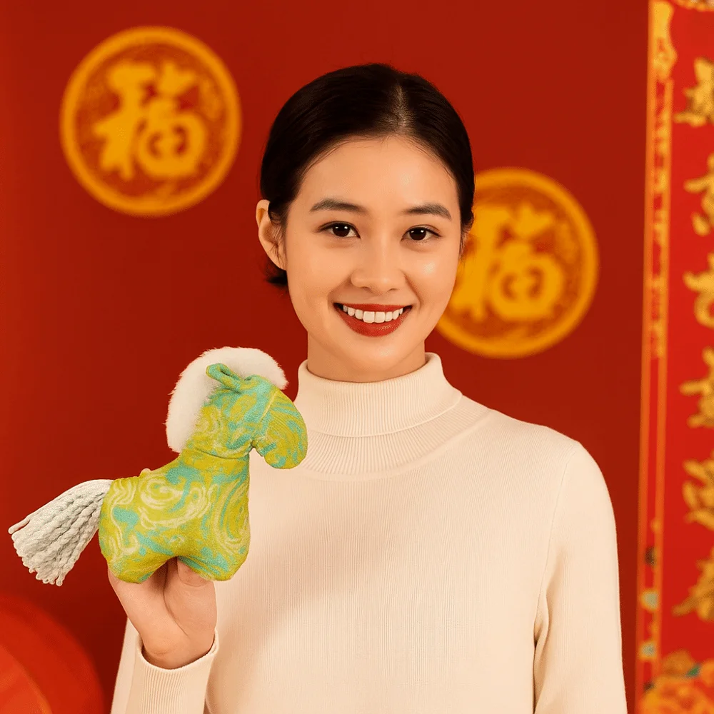 

PP Cotton Stuffed Zodiac Horse Plush Dolls Simulated Bristles Soft Year of The Horse Mascot Mascot Doll Chinese Style