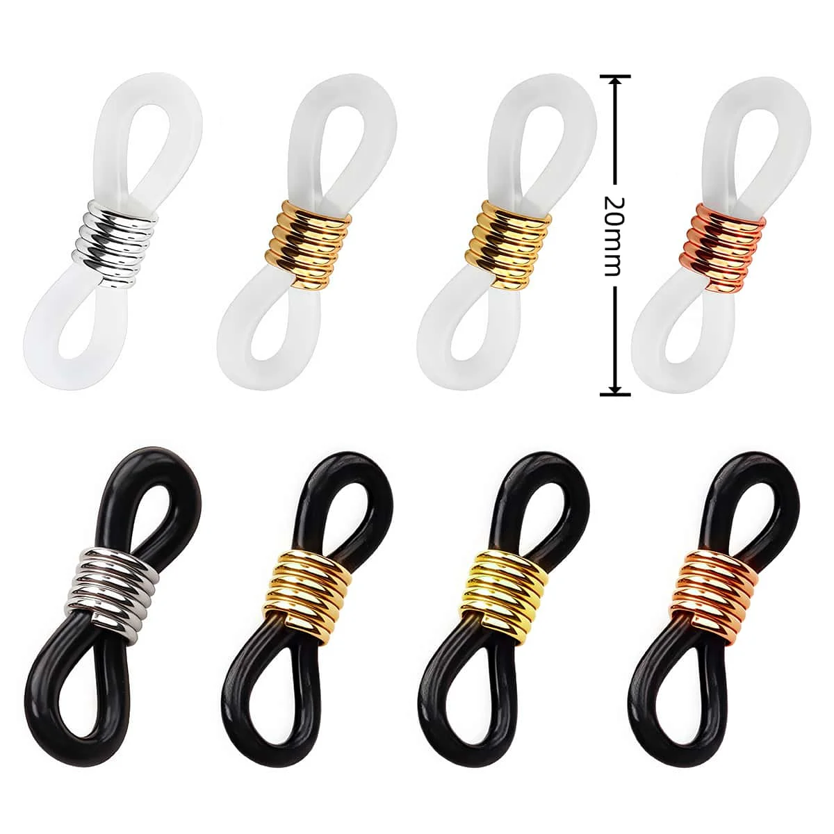 30-50Pcs Eyeglass Glasses Chain End Connector Spring Rubber Anti-Slip Retainer Sunglasses Strap Loop Spectacle Eyewear Accessory