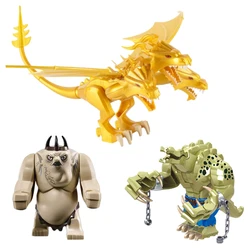 Magic medievale serie 3 teste oro drago volante Building Blocks Killer Crocodile figure fai da te Bircks giocattoli per ragazzo regalo di natale