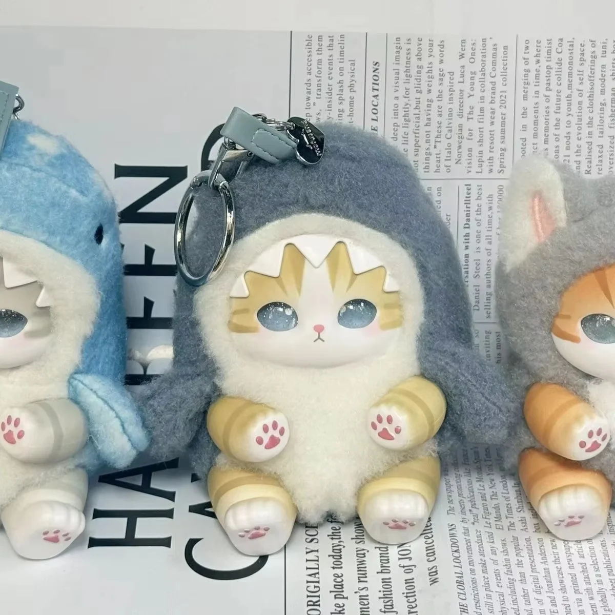 Mofusand New Shark Cat Flocked Vinyl Series Surprise Box Toys Cosplay Keychain Pendant Ornaments Family Birthday Holiday Gift