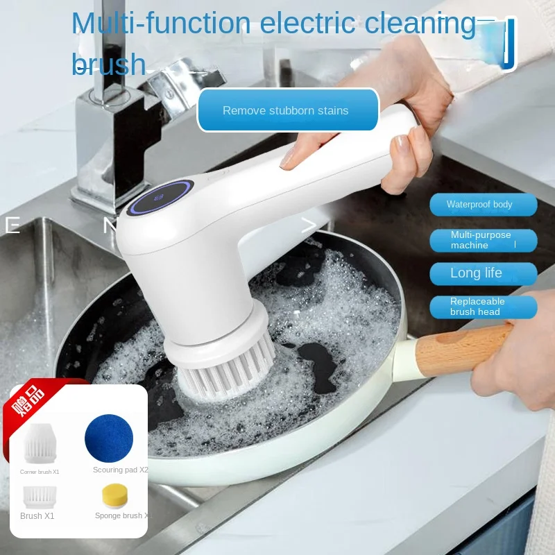 WirelessHandheldMultifunctionalElectricCleaningBrushWaterproofCleaningExplosiveGasStove щеточная кухонная щетка для мытья посуды