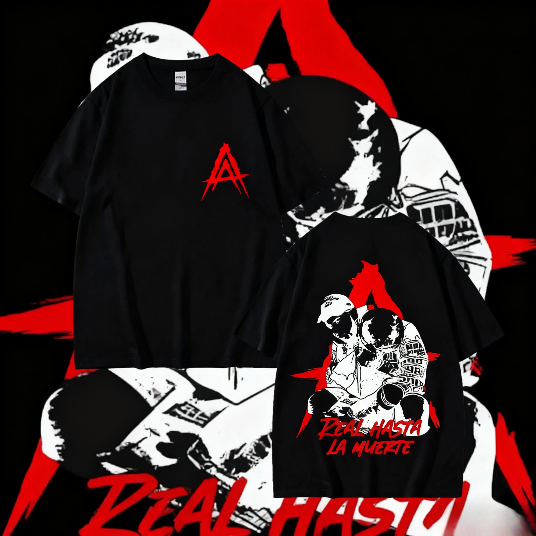 

Rapper ANUEL AA Real Hastala La Muerte Album 2025 Product T-shirt Men's Retro 2025-26 Summer Pure Cotton 100% Printed T-shirt