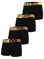 DKEG men's luxurious black and gold boys' underwear summer ice silk antibacterial breathable boxer shorts 4 pieces combination