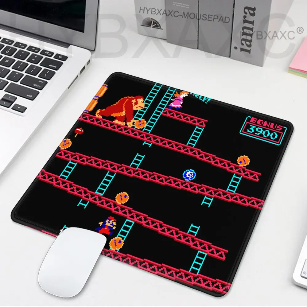 XS Donkey Kong Mouse Pad Square Non-Slip Rubber Mousepad with Stitched Edges Arcade Game Collage Gaming Computer PC Table Mat