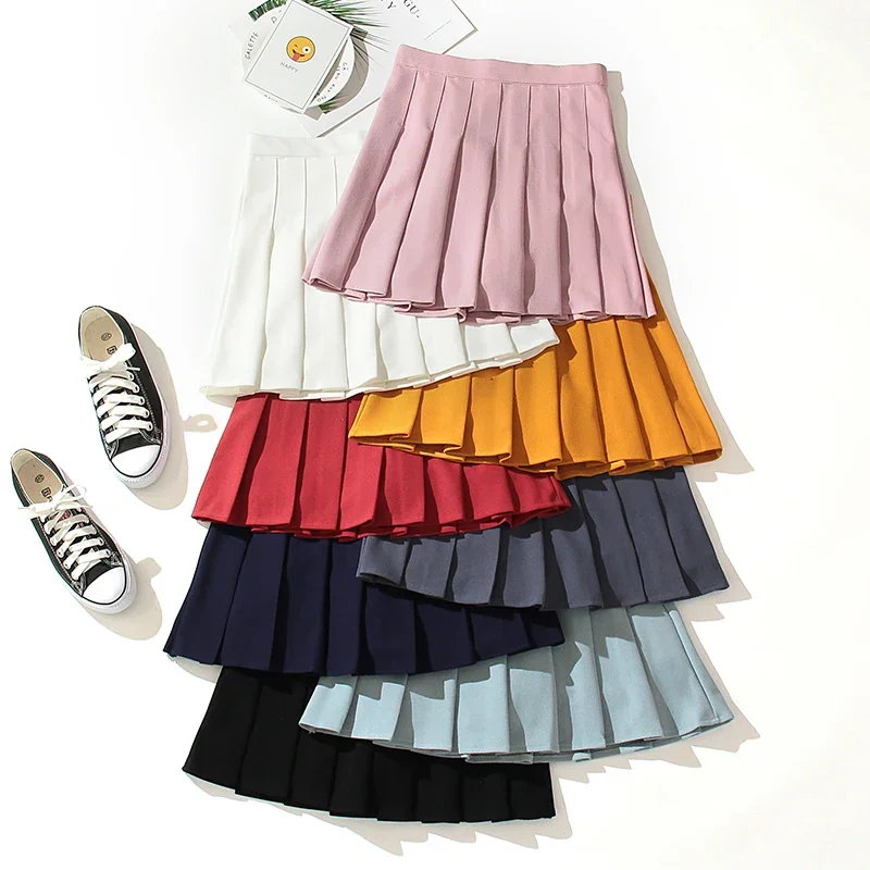 High Waist Pleated Kawaii Harajuku Skirts Women Girls Lolita A-line Sailor Preppy School Uniform Faldas Mujer Moda 2023