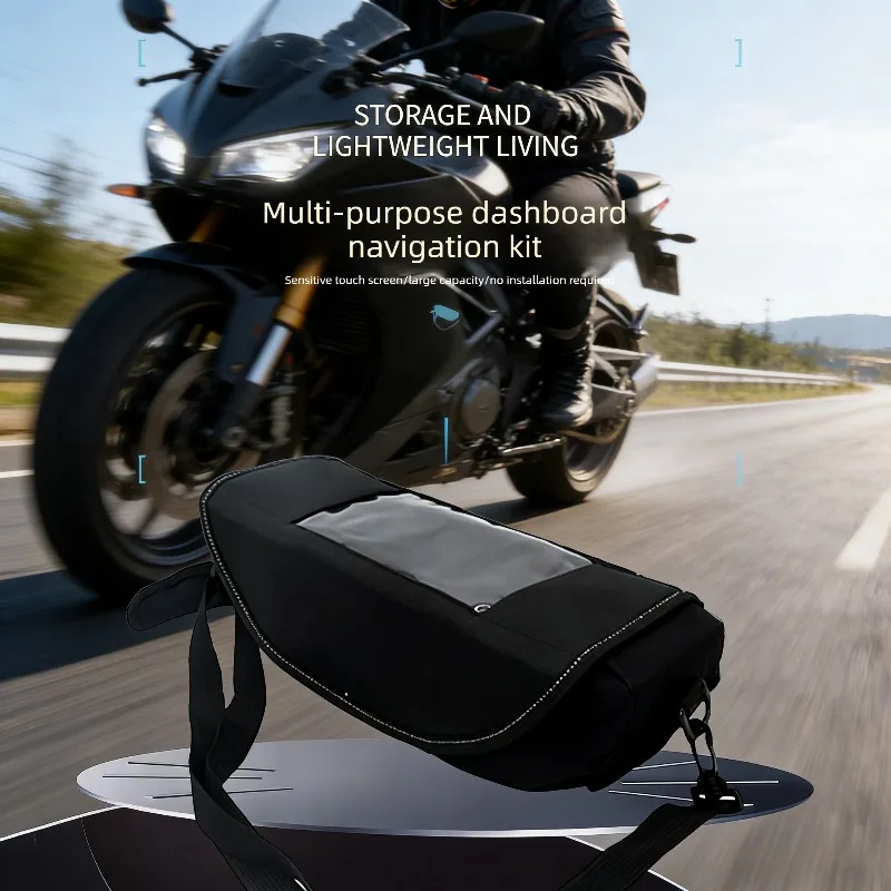 

Универсальная сумка на руль мотоцикла, водонепроницаемая, износостойкая, с сенсорной панелью для сенсорного экрана, передняя сумка для хранения