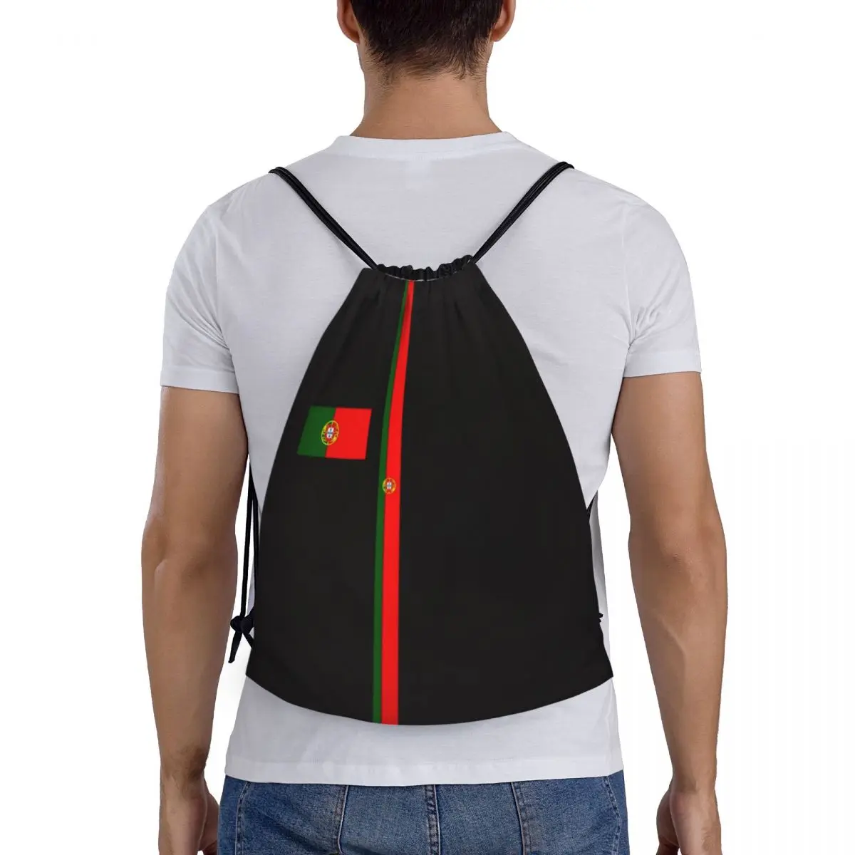 Mochila con cordón y bandera de Portugal para hombre y mujer, bolsa deportiva para gimnasio, saco de compras del orgullo portugués