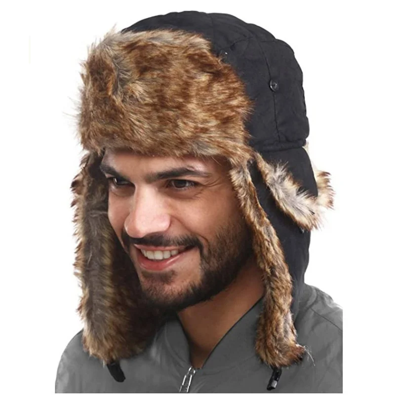 

Trapper Hat Winter Hats Russian Warm Trooper Hat with Ear Flaps Ushanka Bomber Fur Hats with Windproof Mask