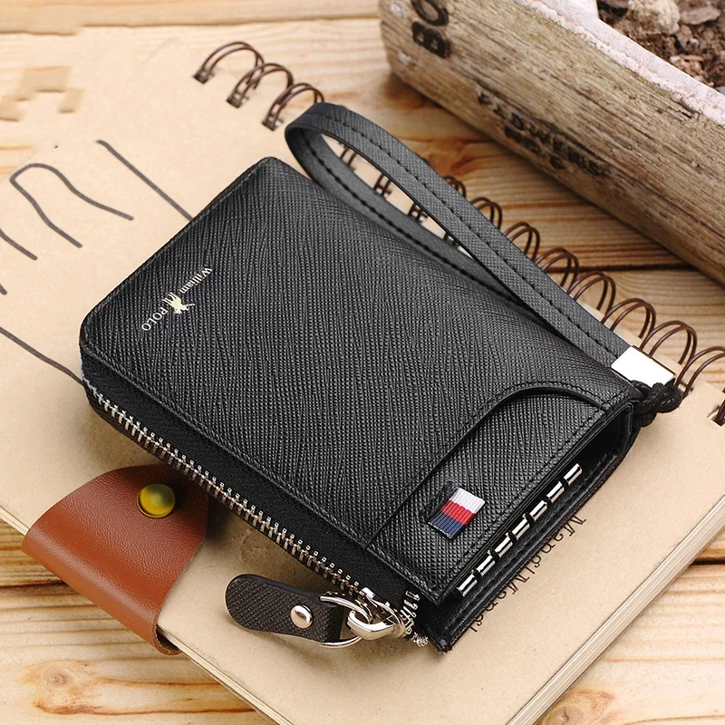 

Genuine Leather Key Case Wallet Keychain Organizer Car Key Holder Credit Card Cash Purse Khaki Black Blue Claret WILLIAMPOLO