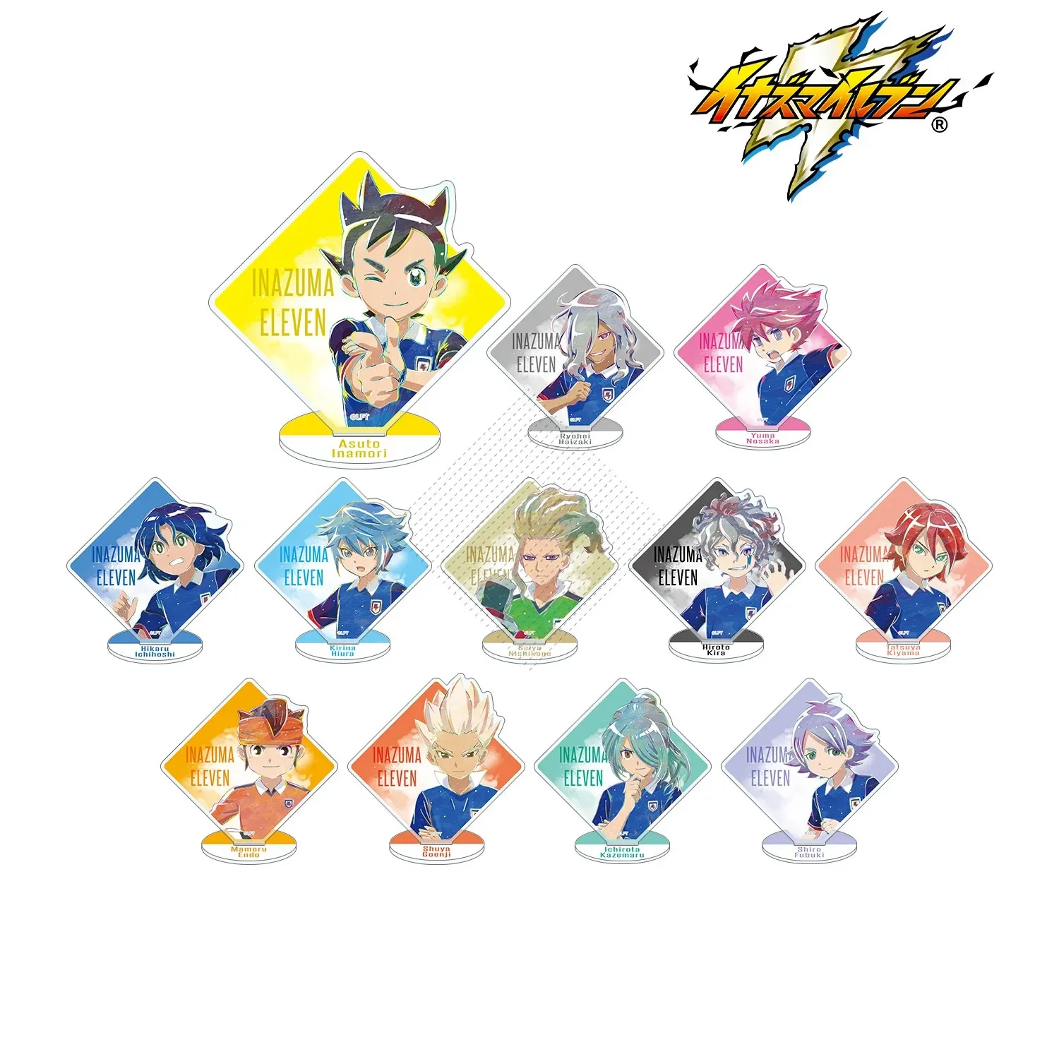 Anime INAZUMA ELEVEN 11 Mini figura de pie muñeca Shiro Fubuki Asuto Inamori pequeño soporte acrílico modelo placa Cosplay juguete para regalo