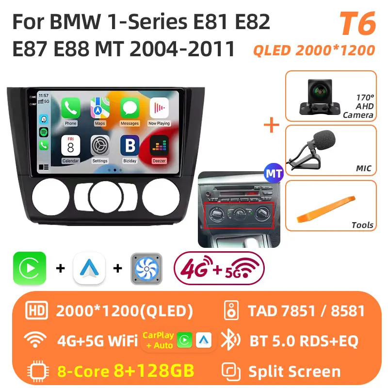 Jundof Android 16 Autoradio Voor BMW 1 Serie E81 E82 E87 E88 OP 2004-2012 GPS Navigatie DSP Carplay IPS Multimedia Serero Auto