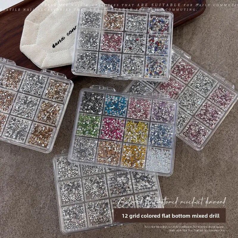 LYLE 12 Grid Flatback Resin Nail Art Rhinestones Hot Trendy Small Irregular Mixed Color Mini Stacking Rhinestones Bling Charms