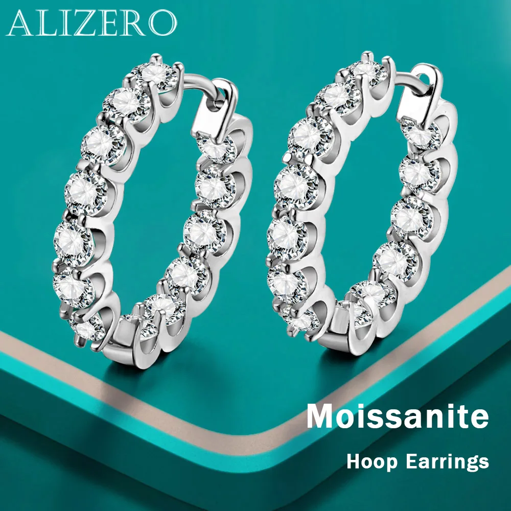 

ALIZERO 2.6ct D Color Moissanite Hoop Earrings for Women Sparking Diamond Earring with GRA s925 Sterling Sliver Fine Jewelry