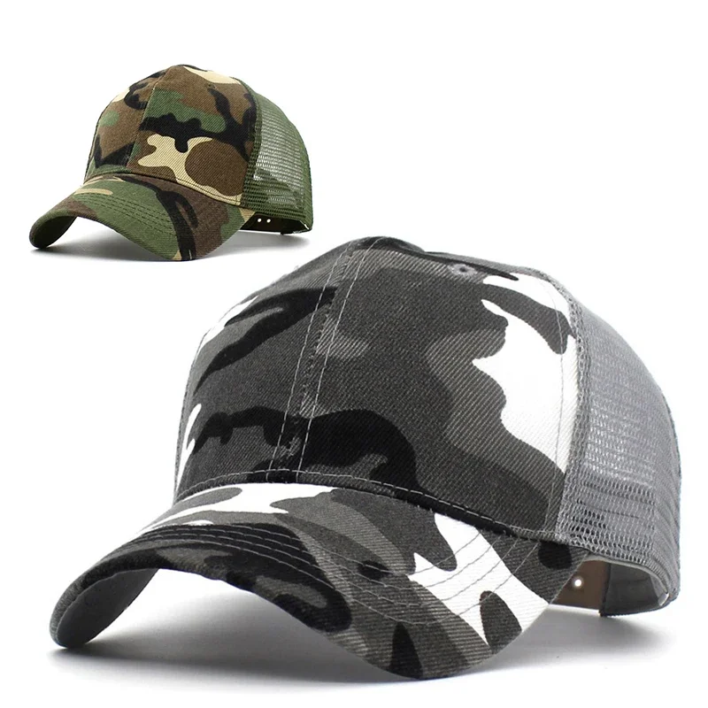 Plain Hats Sports Cap Camping Outdoor Half Mesh Jungle Camo Retro Army Style Mens Women Visor Camouflage Trucker