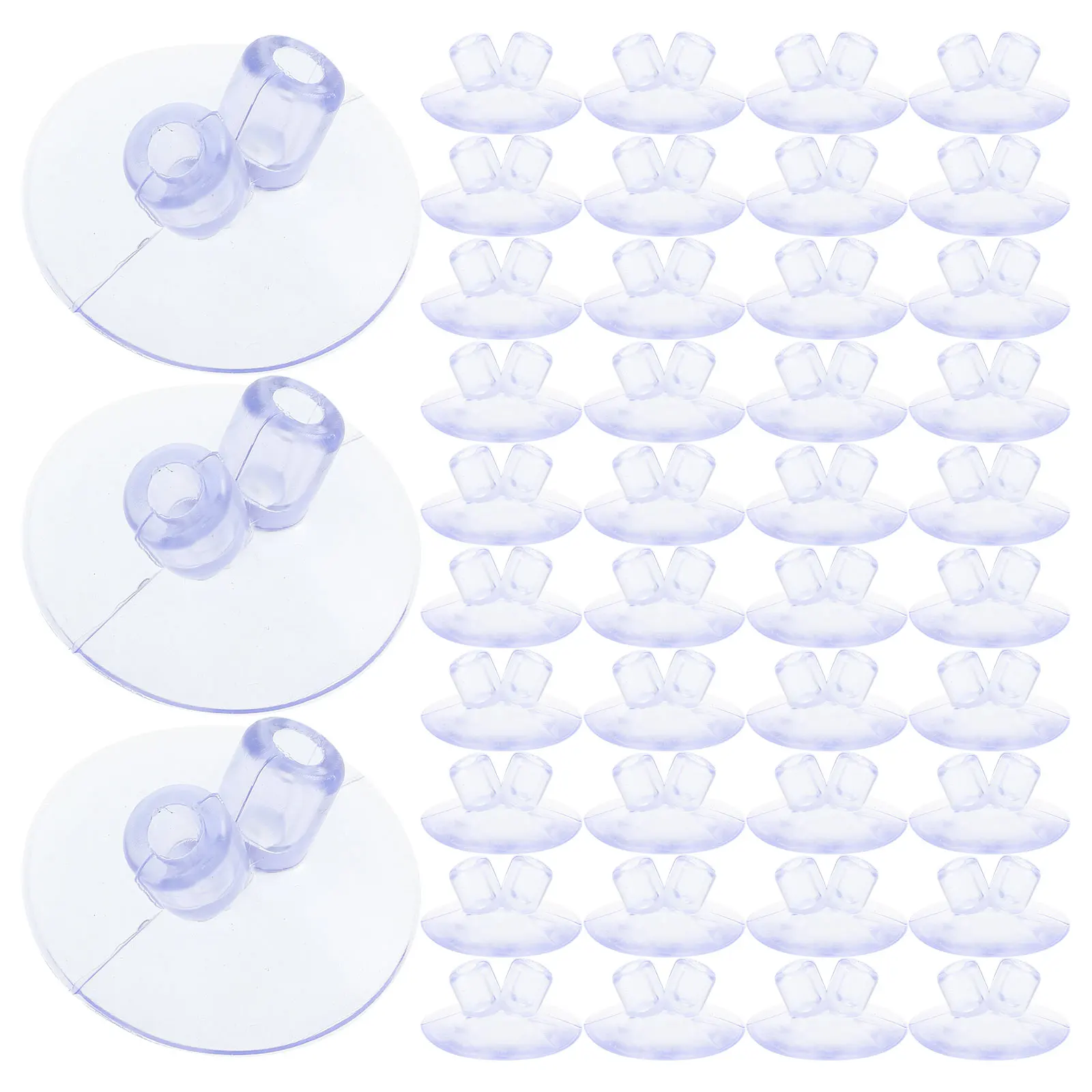 100 Pcs 35mm Transparent Suction Cups Double Hole Flagpole Holder Strong Grip Glass Desk Office Libraries Storage