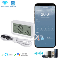 Tuya Wi-Fi Sensor Temperature Humidity Sensor Meter Digital LCD Convenient Work Smart Life Google Assistant,With External probe