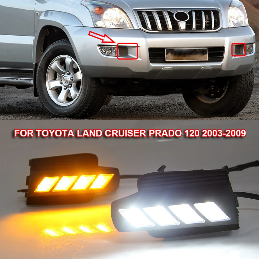 

Для Toyota Prado 120 Land Cruiser LC120 FJ120 2003 2004 2005 2006 2007 2008 2009 Автомобильные светодиодные дневные ходовые огни указателя поворота DRL