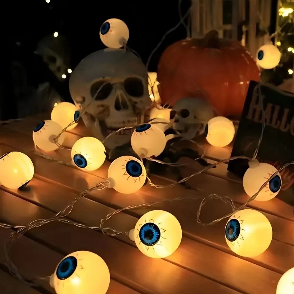 1.5M10LED Halloween Eyeball Shaped LED Light String, Battery Powered, Suitable For Indoor Courtyard Festival Party Decoration