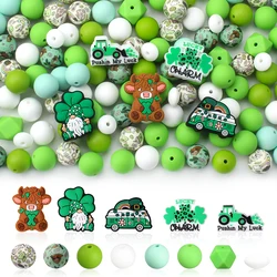 St. Patrick's Day Silicone Beads Set Shamrocks Leprechauns Focal Beads for Pen Making Jewelry KeyChain Bracelets Accessory