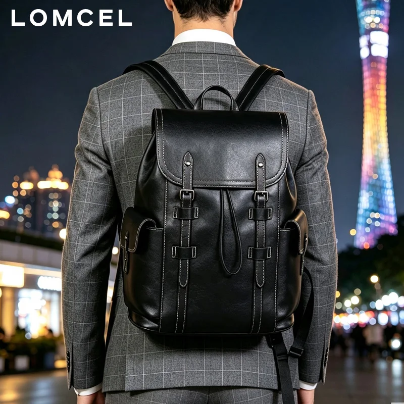 LOMCEL 40 style double-shoulder bag - men's and women's version business-sized backpack with large capacity, computer bag, colo