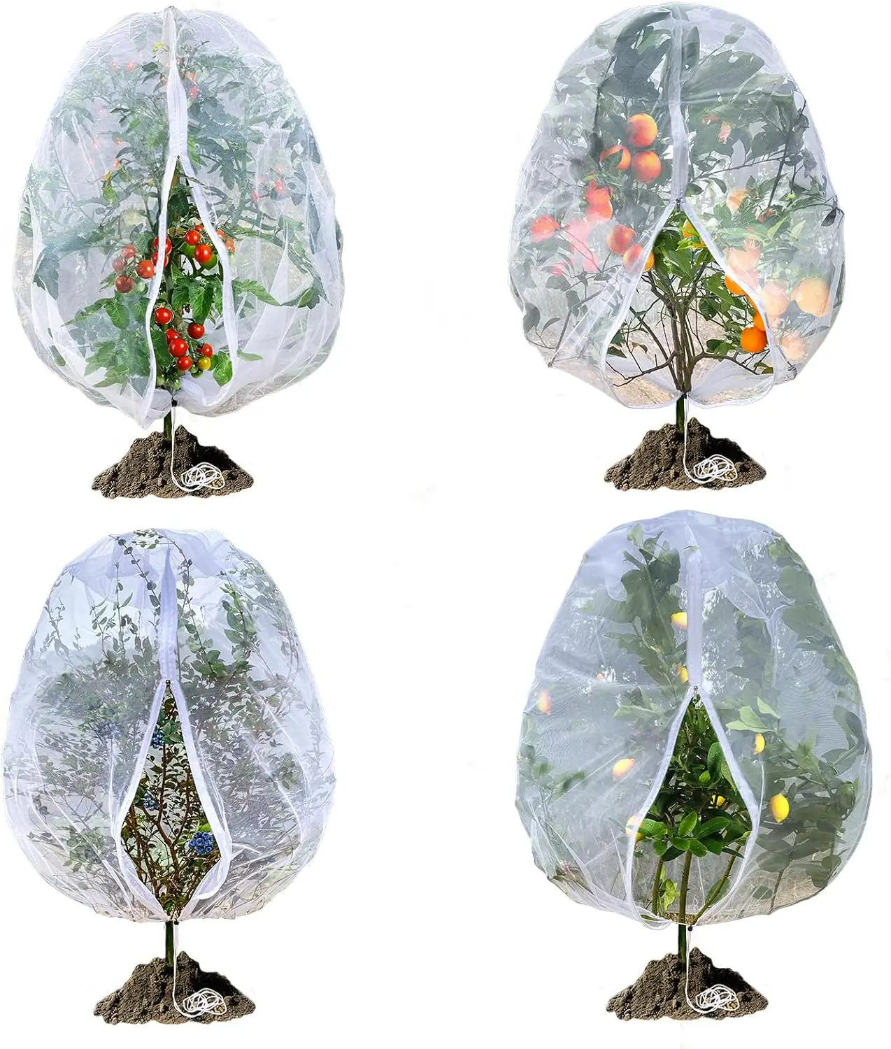 

Защитная сетка для кустов голубики 3,9 x 3,3 фута с молнией и шнурком, уличная москитная сетка для сада, защита растений от насекомых