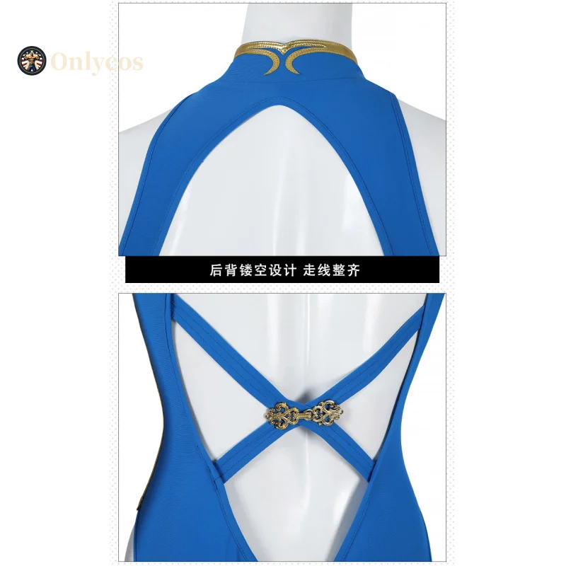 Street Fighter 6 Chun-Li Swimsuit Cosplay Costume Full Set Uniform Role Play Halloween Carnival Party Outfit Onlycos view 4