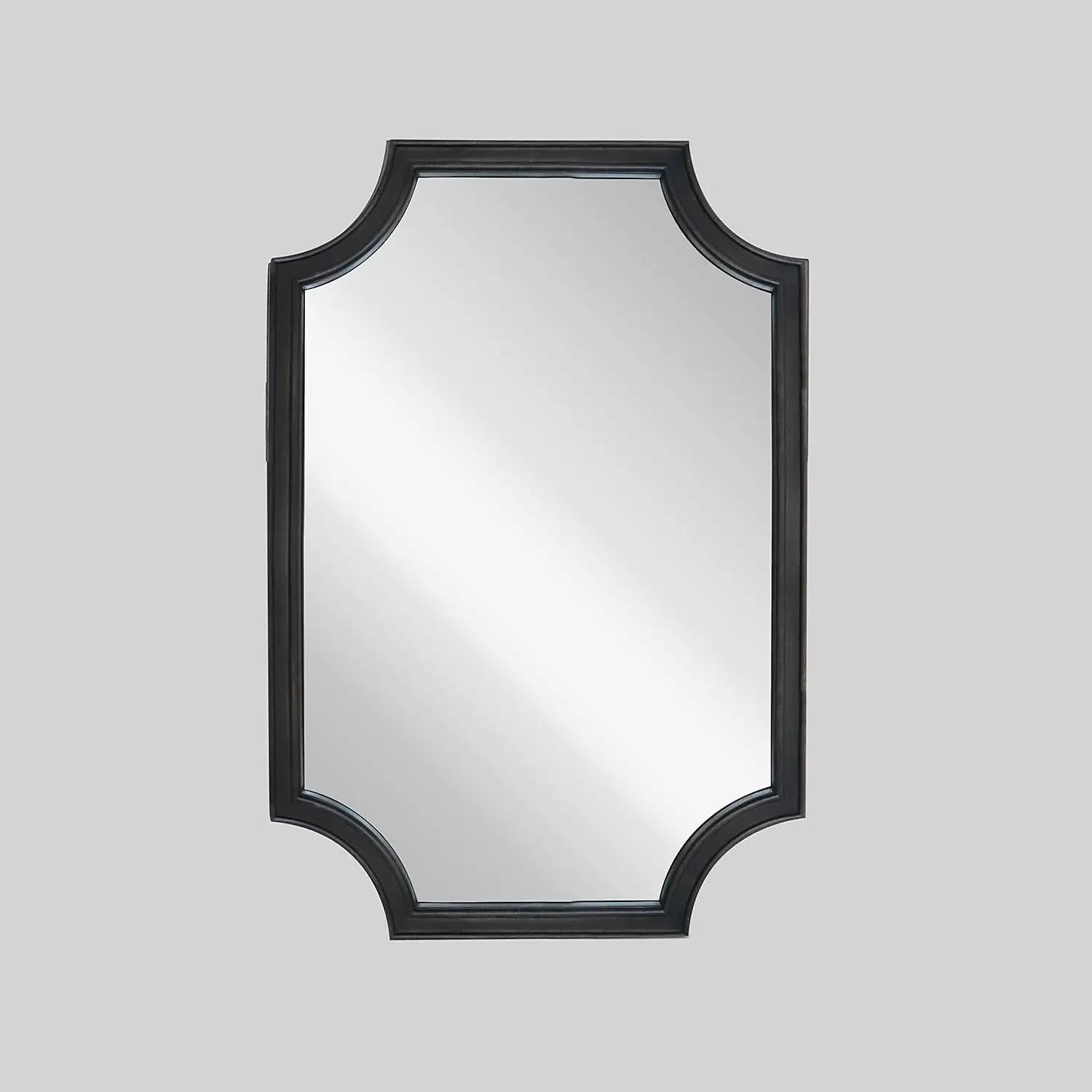 Sculpted Corners Arched Rectangle Wall Mirror with Wooden Frame for Home Entryway, Living Room, and Bedroom Decor