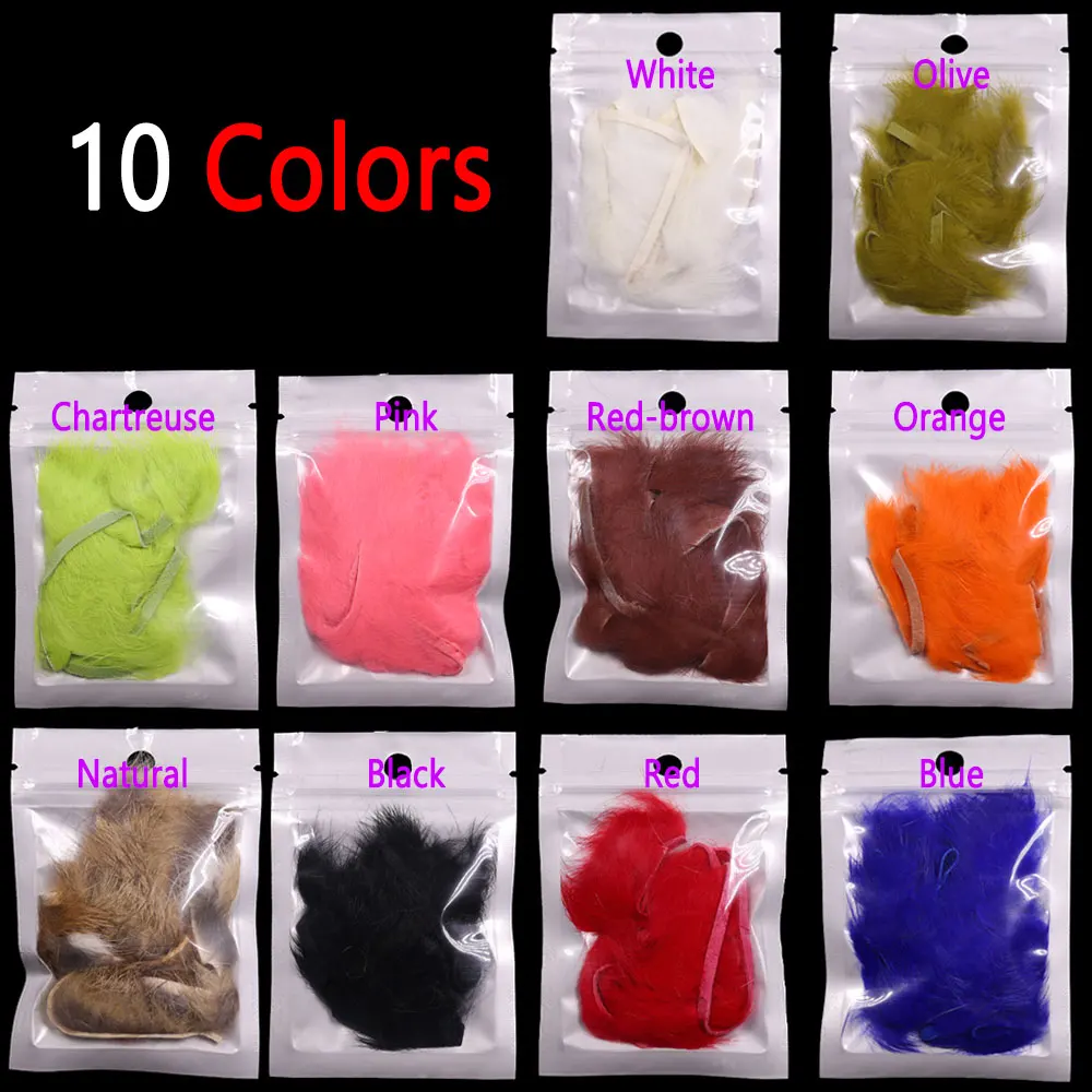Bimoo 2pcs Cross Cut Rabbit Fur Strip Hare Hair Zonker Strips Fly Tying Material Streamers Steelhead Jigs Coho Twitching Jigs