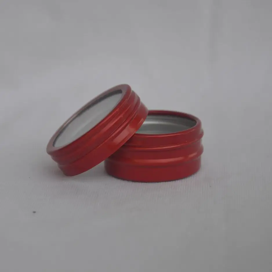 

100pcs 10ml Red Aluminum jar 10g Metal Aluminum Tin Container Clear Window Red Cosmetic Containers Nail Storage Jar