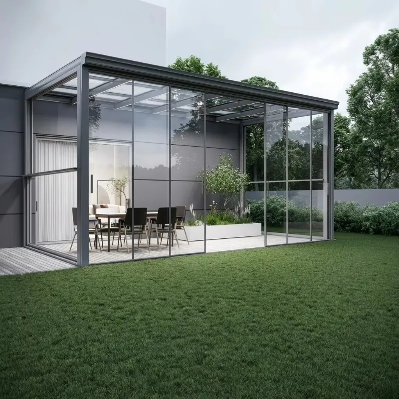 Corrosion Resistant Aluminum Sunroom Glass House Conservatory Double Glazed Waterproof Glass Room for Patio Balcony