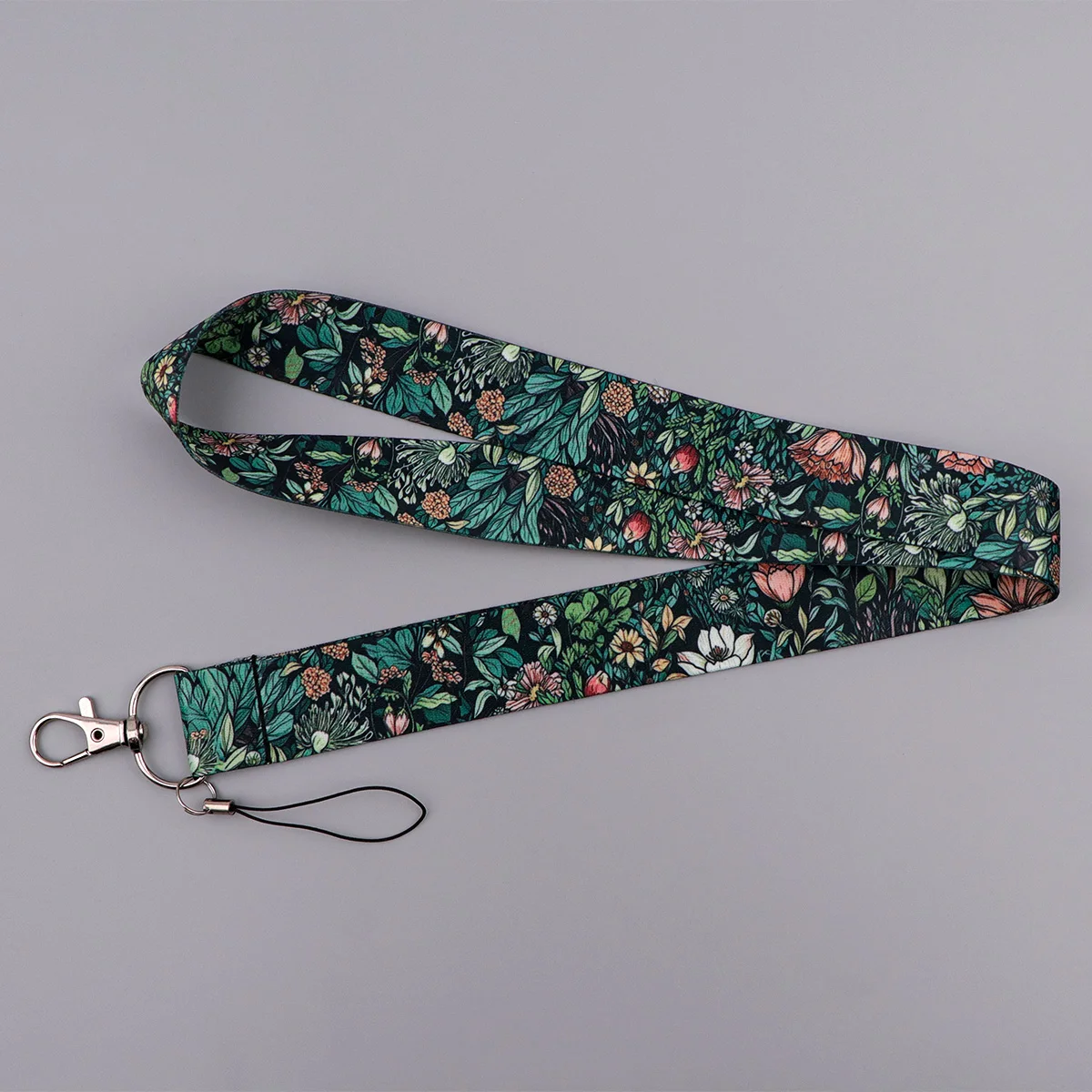 Boho Retro Flower Plant Art Lanyard Neck Strap Keychain Card Cover Badge Holder Mobile Phone Hang Rope Keyring Accessories Gifts