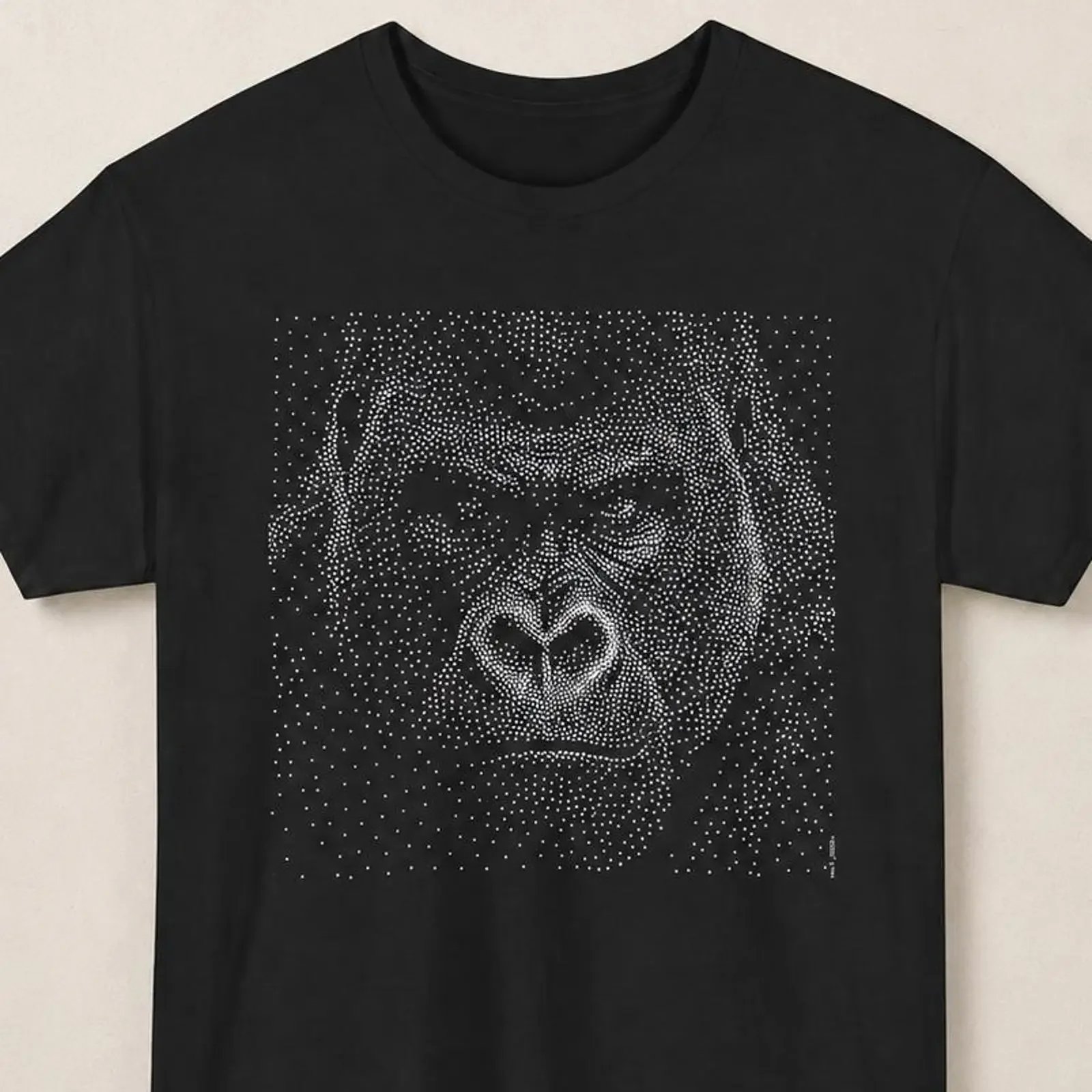 Stipple Art Gorilla T Shirt Primate Ape Animal Illustration Cotton for Lovers vintage Washed homme Unisex designer clothes
