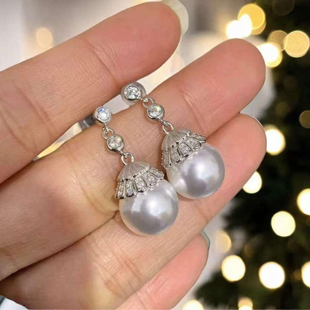 

Wholesale 925 Sterling Silver Earrings Mount Findings Settings Base Mounting Parts Accessory for 11-12mm Pearls 5 pairs/lot