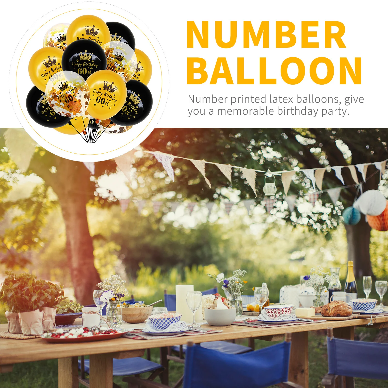 

15Pcs Number Printed Balloons Birthday Party Supplies Easy Blowing Latex Balloons for Celebration Birthday Balloon
