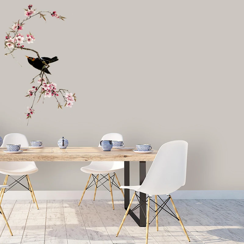 Three Ratels QCF53 Classical and elegant flowers and birds room art sticker Ink auspicious swallow home decoration decals