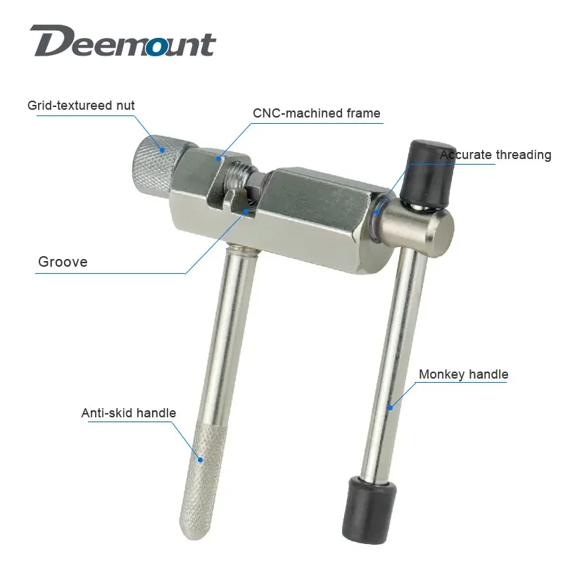 Deemount Cycle Chain Peg Splitter Cutter Bike Repair Removal Nickel Plating Breaker Cycle Chain Pin Service Tool W/ Link Hook