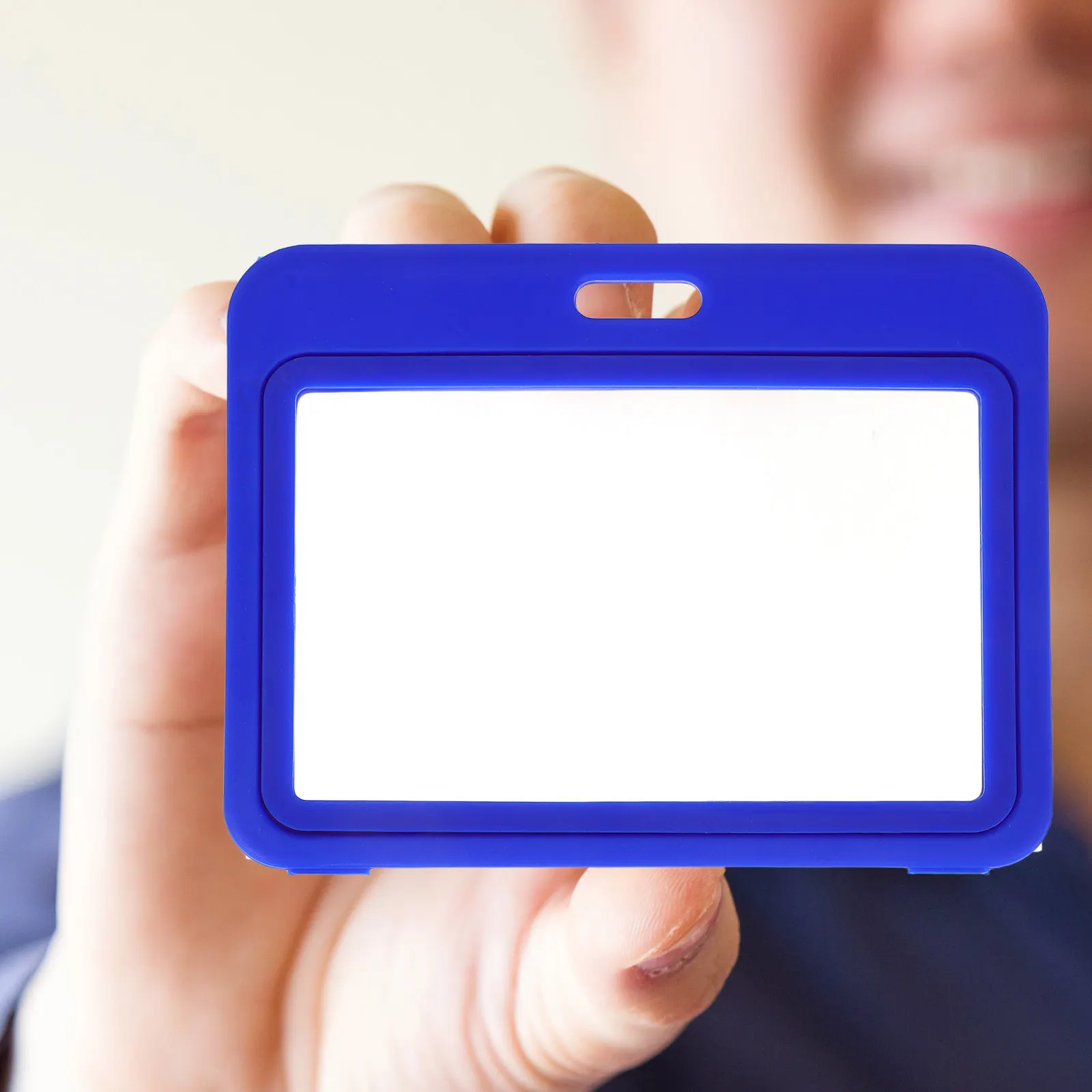 12Pcs Transparent Double Sided Id Card Holders Flipfold Horizontal Plastic Badge Protectors Work Office School