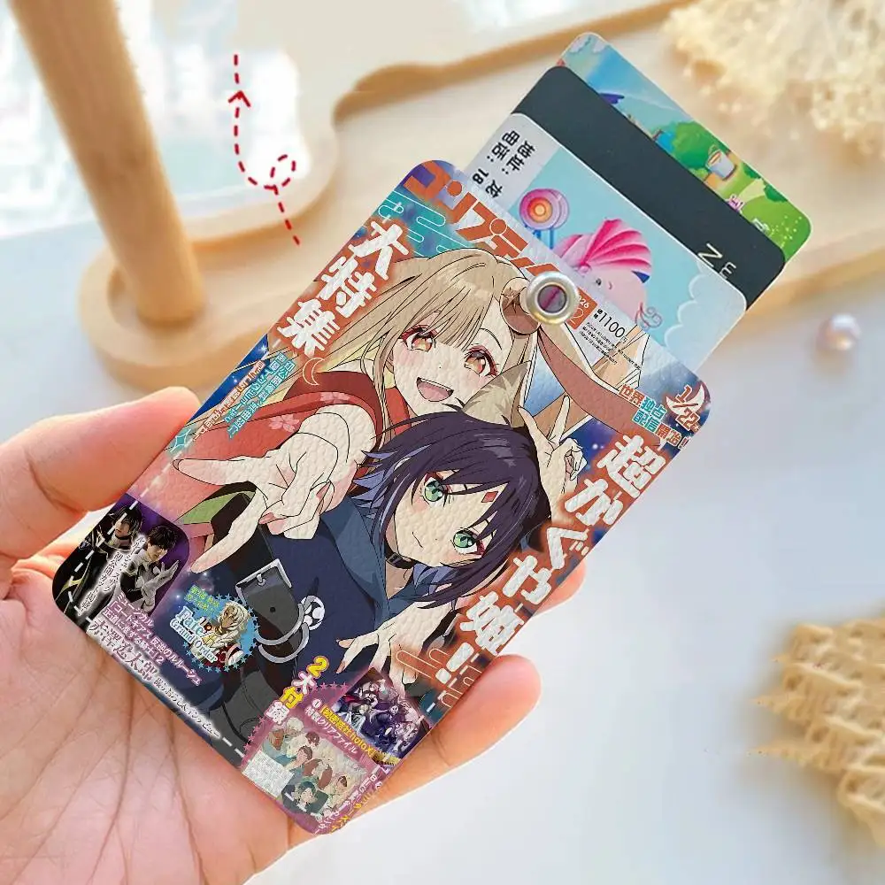 Anime Princesa Cósmica Kaguya! Porta Tarjetas de Identificación Rectangular con Llavero, Bolsa para Tarjetas de Acceso, Anillo para Llaves, Porta Tarjetas de Cuero, Anillo para Llaves de Acceso